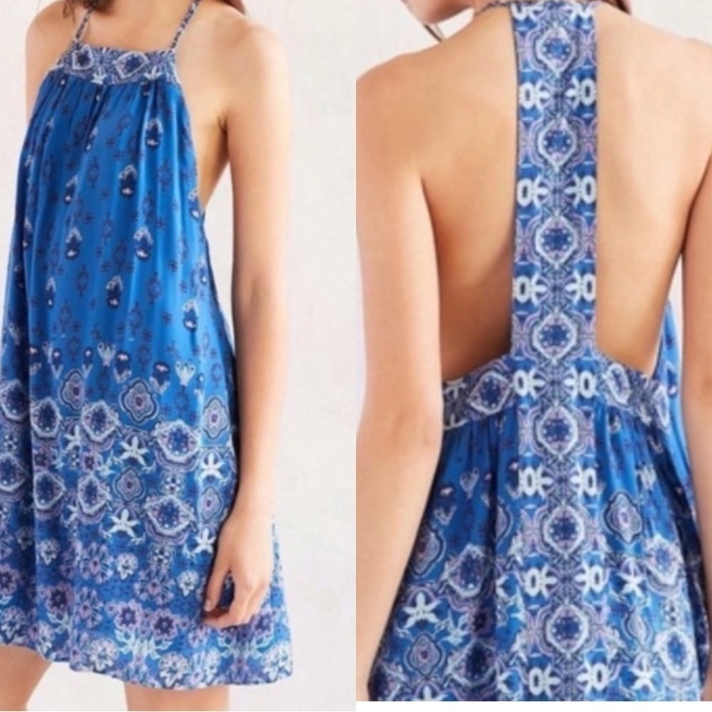 Ecote Urban Outfitters Gigi Blue and White Sleeveless T Back Mini Dress Size XS